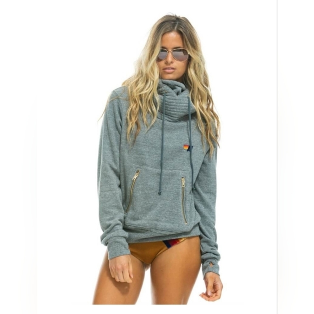 Aviator Nation Ninja pull over Hoodie in Heather gray